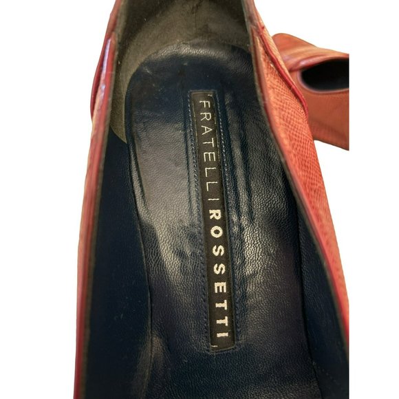 Fratelli Rossetti Women's Italian Red Leather Heels Size 39 Classic Style - Picture 6 of 8